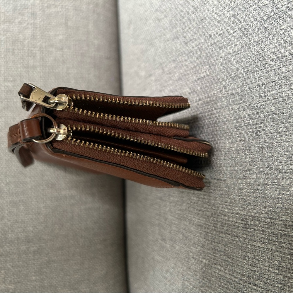 Coach Brown Pebbled Leather Wristlet Clutch - Picture 9 of 15